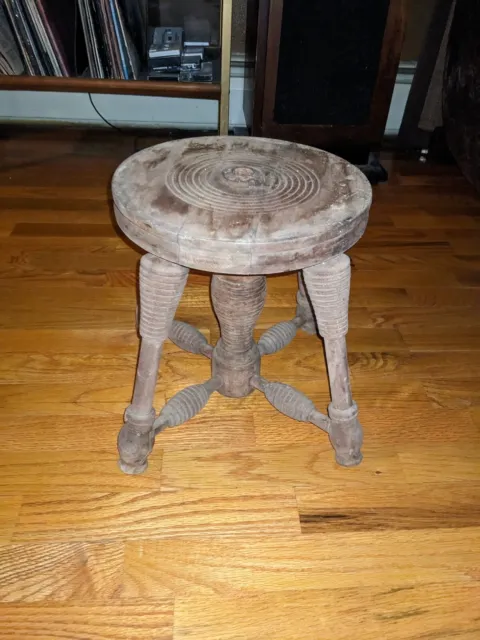 Vintage Antique Victorian Adjustable WOOD PIANO STOOL BASE ONLY
