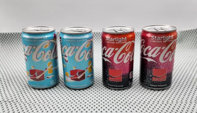 2 Starlight & 2 Dreamworld Coca-Cola Limited Edition 7.5oz Mini Cans Coke