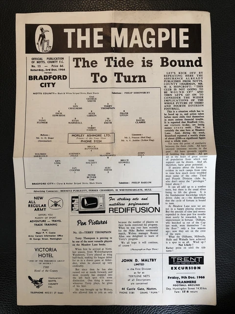 3.12.1966. Notts County v Bradford City (Div 4).