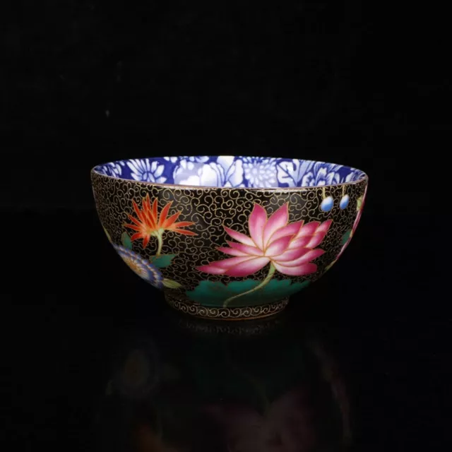 Exquisite Old Chinese porcelain color Hand Painted Gilt peony flower Bowl 2293