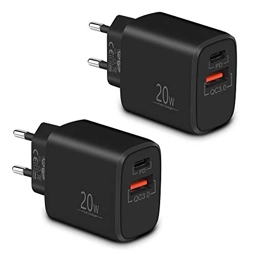 LUOSIKE Chargeur USB C 2PCS Chargeur Rapide 20W Adaptateur Secteur 2 Ports av...