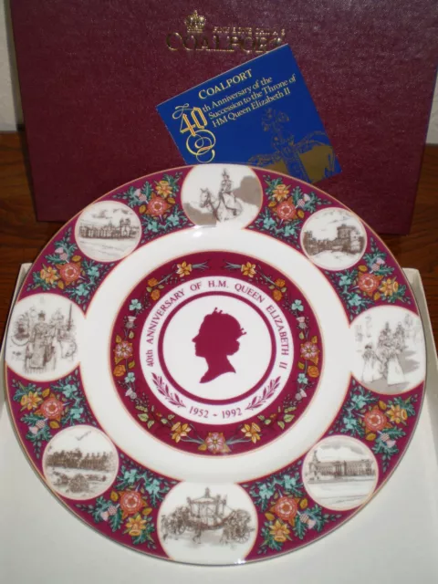 Coalport China Plate - 40th Anniversary of the Succession - Queen Elizabeth II