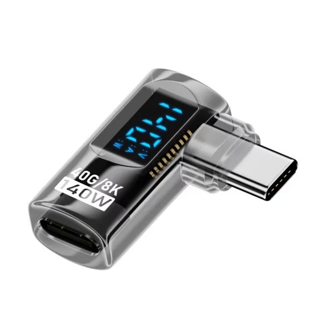 Adaptateur USB-C à Angle Droit Nexusectar - 8K 60Hz, 140W, Plug & Play, Pour Câbles Encombrants