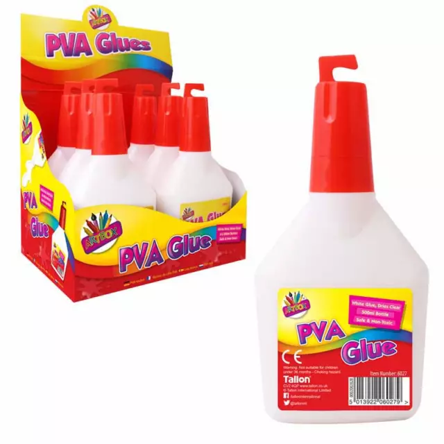 2 X 500ml PVA PEGAMENTO MULTIUSOS ESCUELA ARTESANÍA HOGAR SECADO TRANSPARENTE SEGURO NO TÓXICO 2