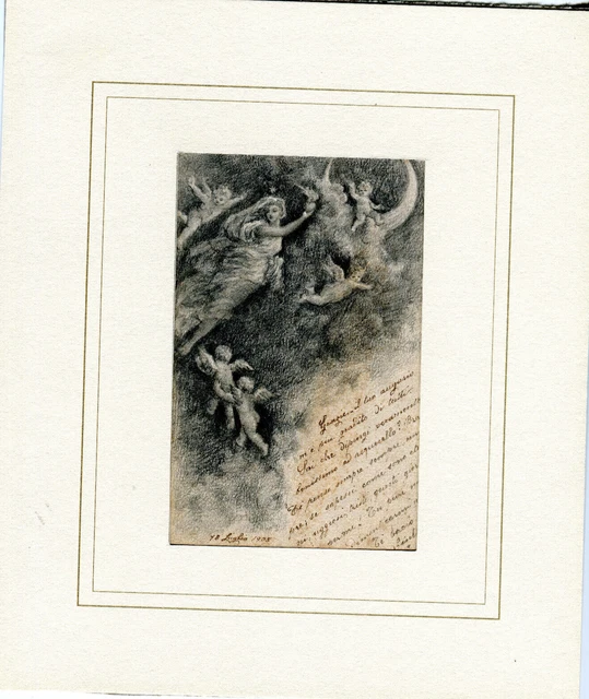 Antico Disegno  Su Cartoncino Datato 18 Luglio 1905 Pregiata Fattura
