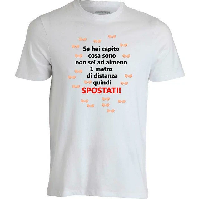 t-shirt maglietta cotone uomo distanza 1 metro stampa divertente tette regalo