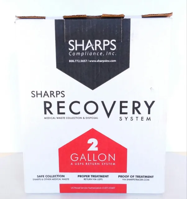 NEW Sharps Compliance Recovery By Mail System PRO-TEC Mailback Container 2 Gal