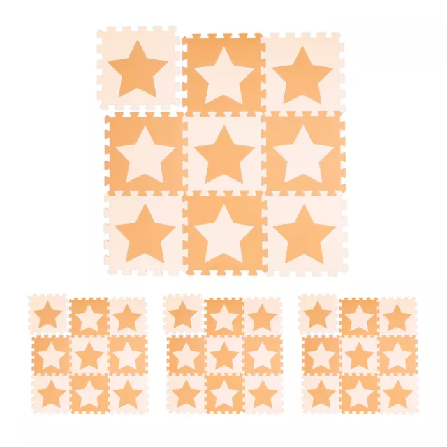 36 losas alfombra puzle bebé estrellas Suelo goma Colchoneta gateo naranja/beige