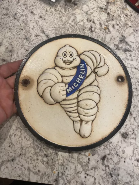 Michelin Tire Man Sign Cast Iron Plaque Goodyear Collector Patina 3+LBS BLEMISH