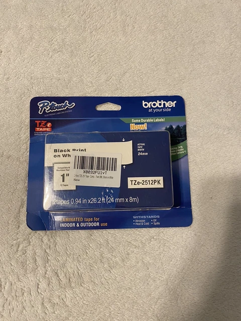 (2 Pack) Of Brother P-touch TZe tape - TZe-251 Black Print on White Tape