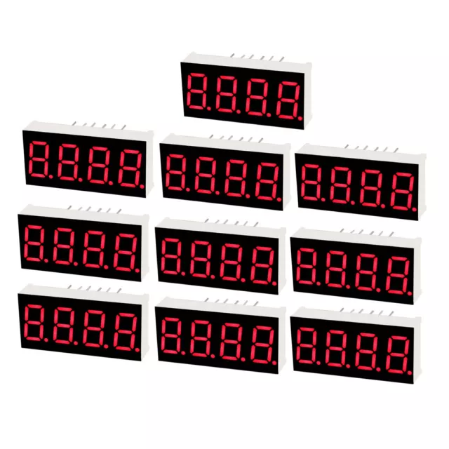 Common Anode 12 Pin 4 Bit 1.18 x 0.55 x 0.28 Inch 0.35" Red LED Display 10pcs