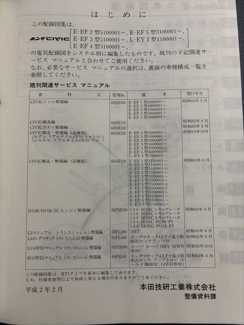 CIVIC SHUTTLE/CIVIC PRO EF2/EF3/EF4/EF5/EY2 Wiring Diagram Collection ...