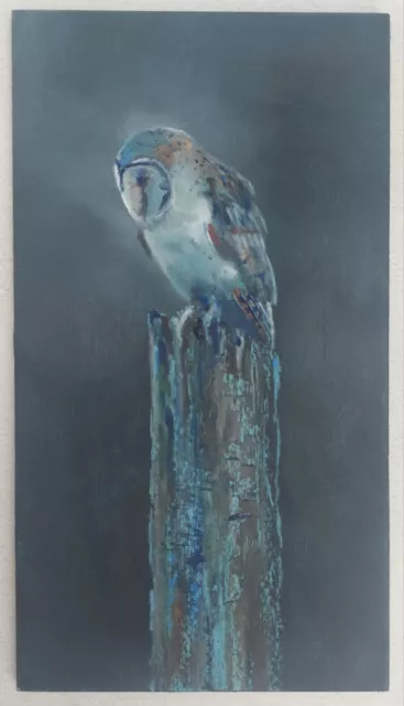 Original Oil Painting William Jamison Barn Owl Bird Of Prey Art 18 cm X 10 cm