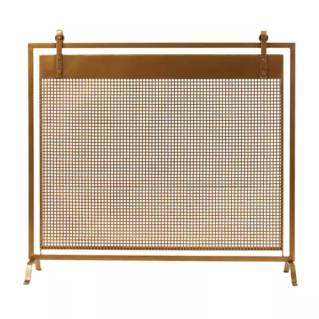 Litton Lane Fireplace Screen 35.5"x38"x9" 1-Panel+Lightweight+Metal+Stand Brown