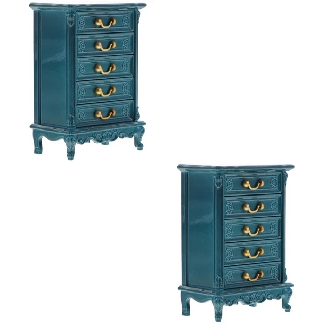 2 Pack Mini Chest Drawers Dollhouse Display Cabinet Bookshelf