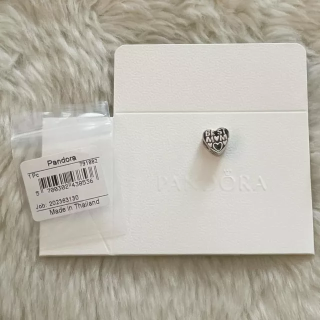 Nuevo con etiquetas Pandora Openwork Best Mamá, Madre, Corazón Amor Cuentas Deslizantes Dije 791882 Regalo 3