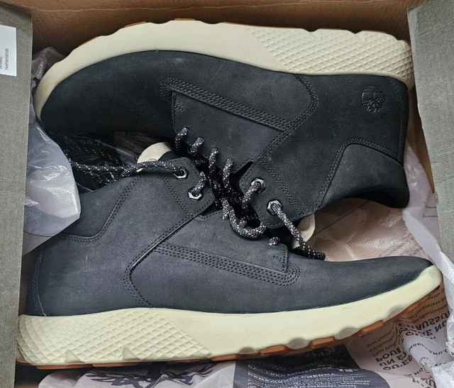 TIMBERLAND FLYROAM LEATHER Mens Mid Chukka Boots Shoes in Black UK