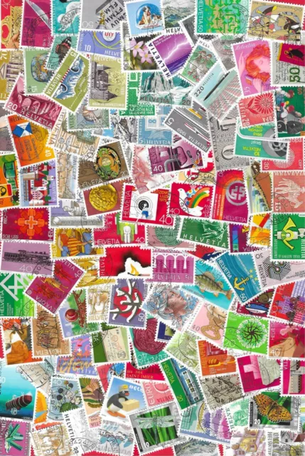 100 verschiedene gestempelte Briefmarken aus Schweiz (I)