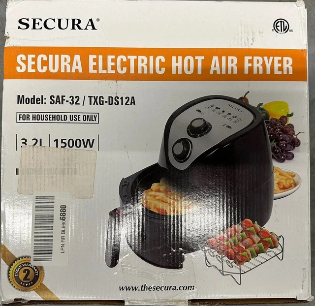SECURA AIR FRYER 3.4Qt 3.2L 1500 Watt Electric Hot XL Air Fryers Oven