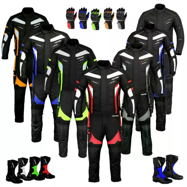 Motorradanzug Motorrad Rennen Wasserdicht Set Reiten Leder Stiefel Handschuhe