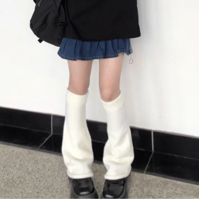 Women kawaii white jk girl knitted leg cover student Loose Japanese style