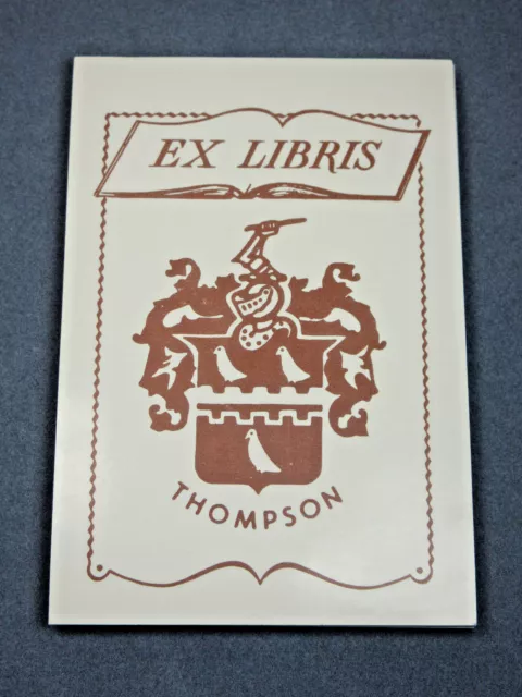 Vintage Ex Libris Thompson Coat Of Arms Family Crest Gummed Bookplates Set Of 51