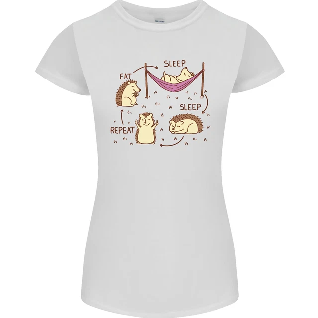 Funny Hedgehog Eat Sleep Repeat Lover Womens Petite Cut T-Shirt