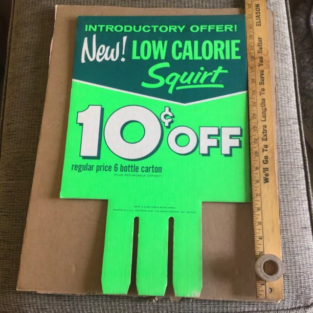 1964 Low Calorie Squirt Soft Drink Carton Stuffer,new old stock advertising