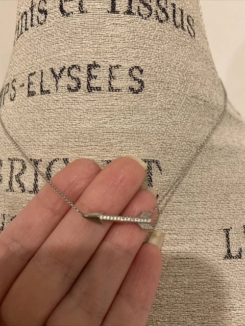 EUC Nadri Silver Tone Crystal Arrow Necklace