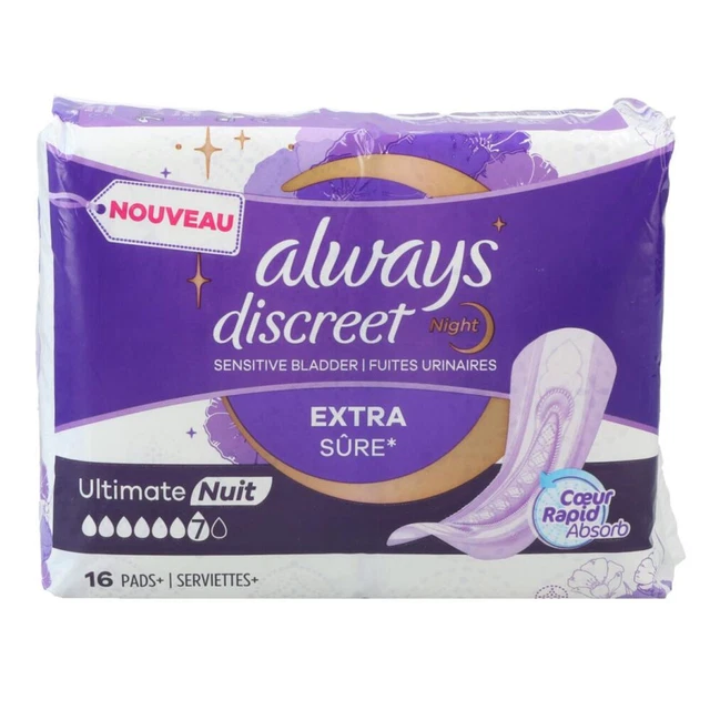 2x Always Binden Discreet Ultimate Night 16er Blasenschwäche Einlage Inkontinenz