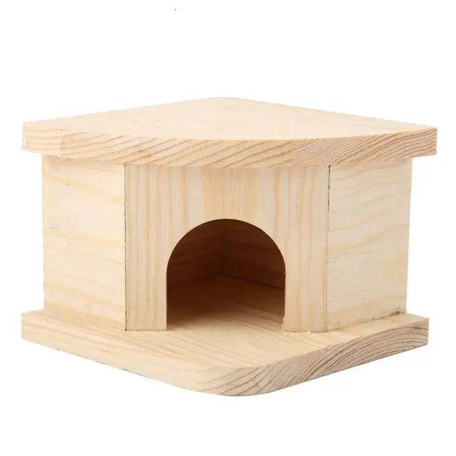 Wooden Hamster Cat House Bed Mouse Hut Pet Rat Cabin Small Cage Nester