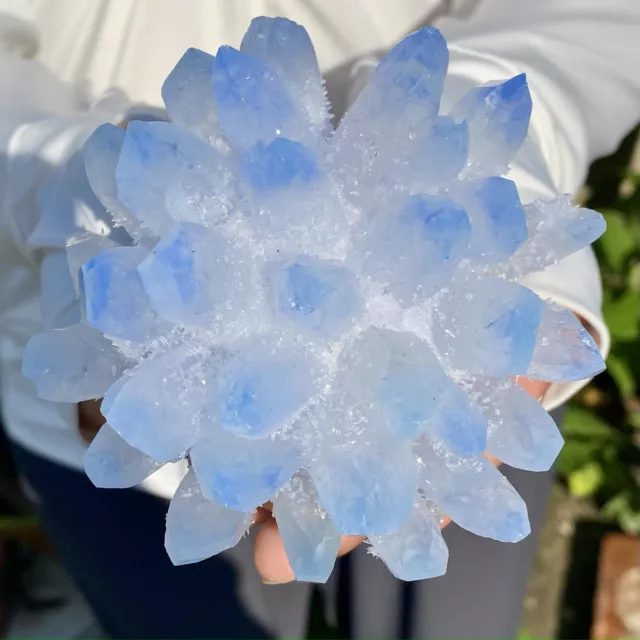 428G New Find sky blue Phantom Quartz Crystal Cluster Mineral Specimen Healing