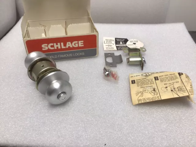 Rare SCHLAGE A40S PLYMOUTH 628 Satin Door Knob Privacy Set Vintage Locksmith