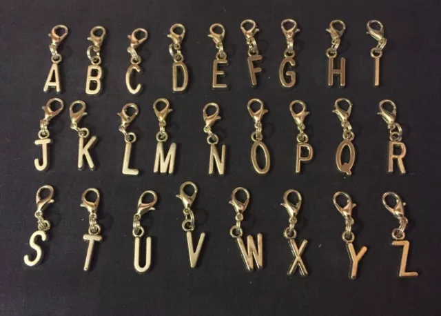 Silver Alphabet Initial letter Clip on Charms - Phone, Key Ring, Zip...    A - Z