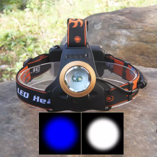 Linterna Cabeza Pesca Led Uv Luz Blanca Azul Fishing Headlamp Recargable Lenser