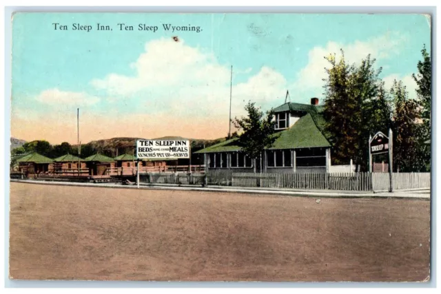 1910 Ten Sleep Inn Black Yellow Trail Ten Sleep Wyoming Vintage Antique Postcard