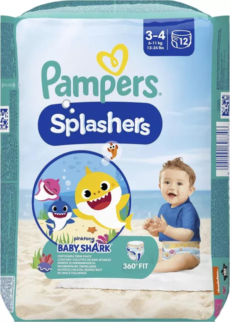 Pampers Windeln Größe 3-4, Splashers Baby Shark Limited Edition 96 Stück (8x12)