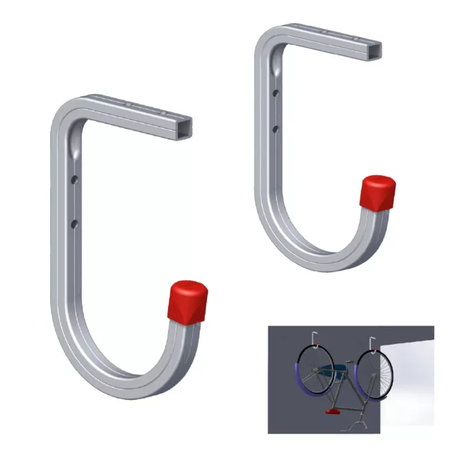 2 x Wall & Ceiling Mounted 50kg Bike Storage Hooks, Bracket Ladders Tools Garage