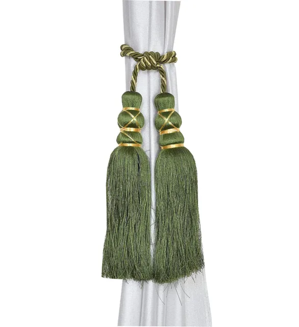 Beautiful Tassel Rope Curtain Holders TieBacks for Home decor Dark Green Set of6