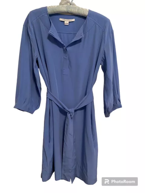 DIANE VON FURSTENBERG Julieta Silk Shirt Dress Sz 8 Periwinkle Blue