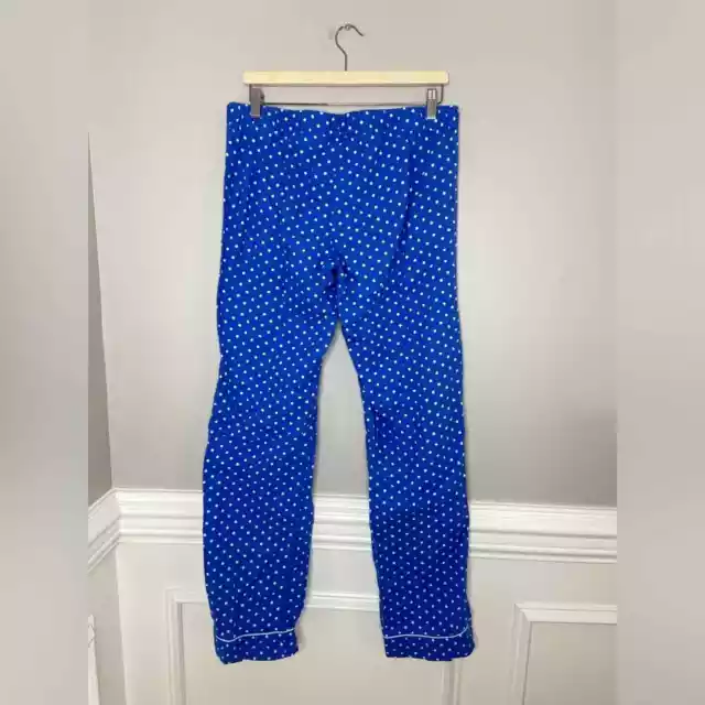 J.Crew Blue White Polka Dot Flannel Pajama Pants Size Large Tall 3