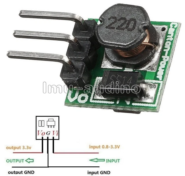 5PCS Mini DC-DC 0.8-3.3V to 3.3V Step Up Boost Power Module Voltage Converter