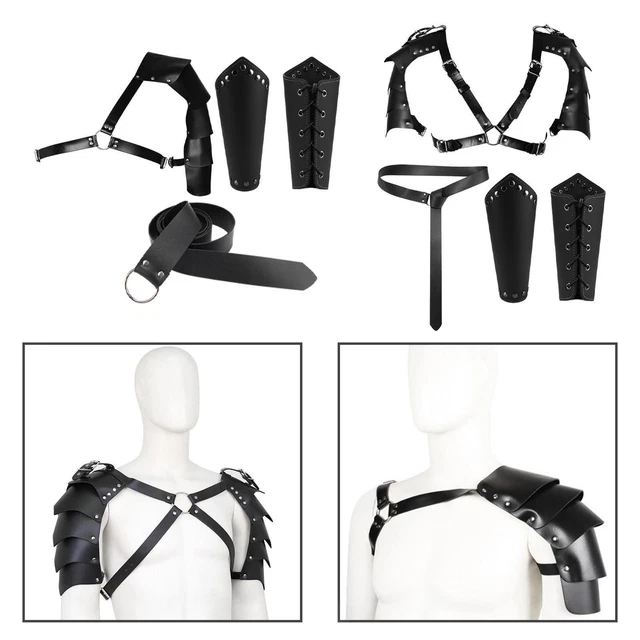 Ceinture en cuir PU, ceinture d'épaule et bracelet Costume de chevalier