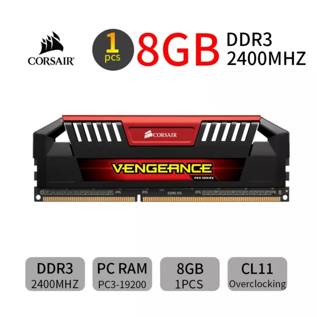 Corsair VENGEANCE Pro 8GB DDR3 2400MHz OC PC3-19200 Overclocking Memory Red AU