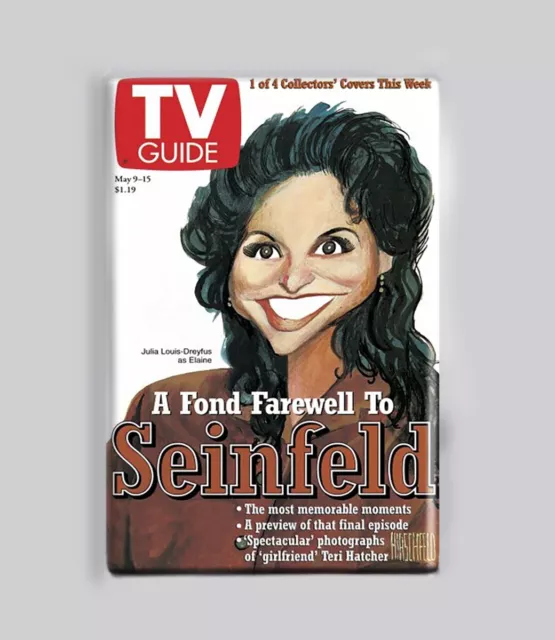 SEINFELD CARICATURE 2 of 4 - ELAINE / TV GUIDE - 2"x3" POSTER MAGNET retro 90s SEINFELD CARICATURE 2 of 4 - ELAINE / TV GUIDE - 2"x3" POSTER MAGNET retro 90s