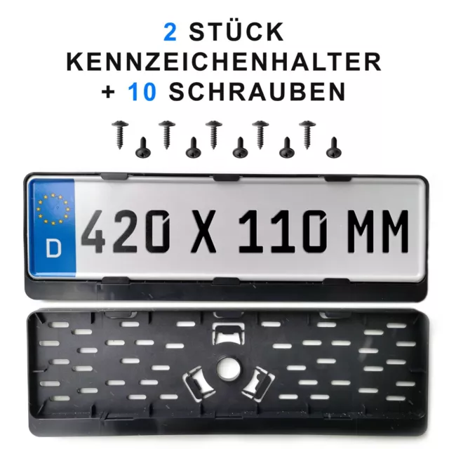 2 Stück Kennzeichenhalterung in Schwarz Kurz Kennzeichenhalter 420 x 110 mm