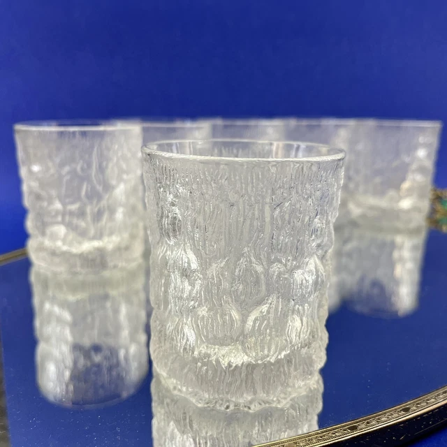 DOS únicas gafas de whisky de cristal de corteza austriaco Oberglas antiguas 3"" vintage