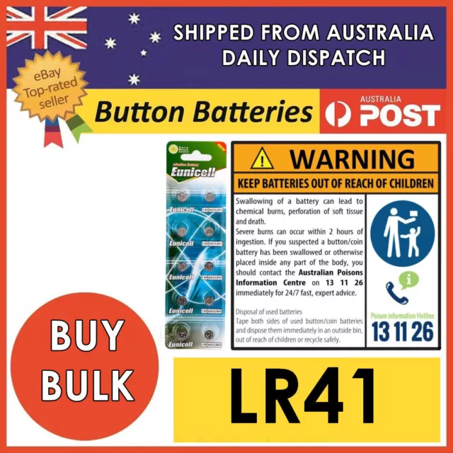 LR41 Batteries Genuine AG3 LR41 LR736 L736 Alkaline 10 20 50 Button Battery 1.5V