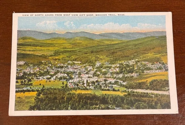Vintage Color Postcard - N Adams from W View Gift Shop, Mohawk Trail Mass.