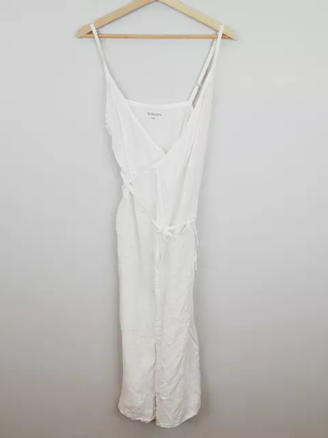 [ LJC DESIGNS ] Womens White Linen Wrap Dress | Size S / M or AU 10 / 12